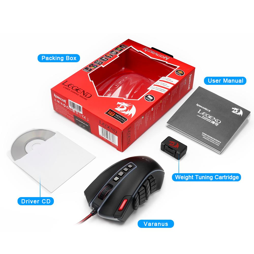 Redragon USB Gaming Mouse 16400 DPI 24 buttons ergonomic design for desktop computer accessories programmable  gamer lol PC - KAISERINC
