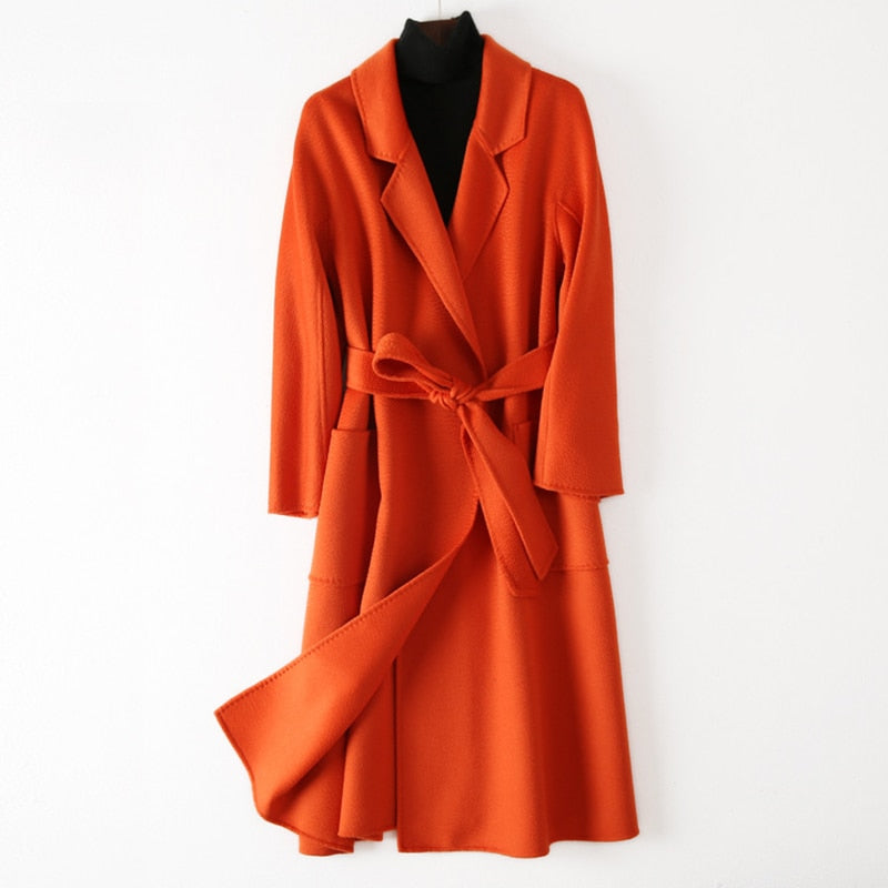 Hwitex Women Long coat Wool Fur Jackets LadiesTrench coats Wool blends Cashmere Woolen Jacket - KAISERINC