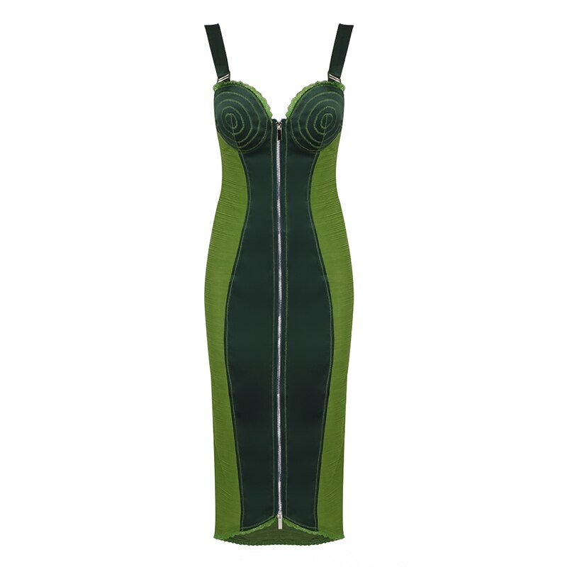 Fashion Summer Women Slip Dress Front Zipper Sexy Sleeveless Backless Party Elegant Dresses - KAISERINC