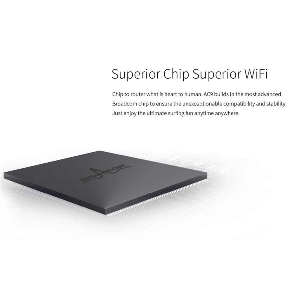 Tenda AC9 1200M Smart Dual-Band 802.11AC 2.4G/5G Gigabit Wireless WiFi Router Repeater, Broadcom Chip, English/European Firmware - KAISERINC