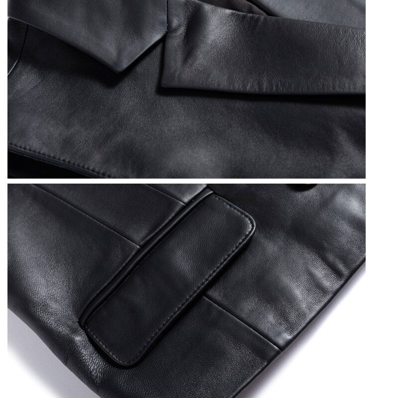 French Fashion Genuine Leather Vest For Women Female Loose Sleeveless Jacket Soft Chic Gilet Short Suit