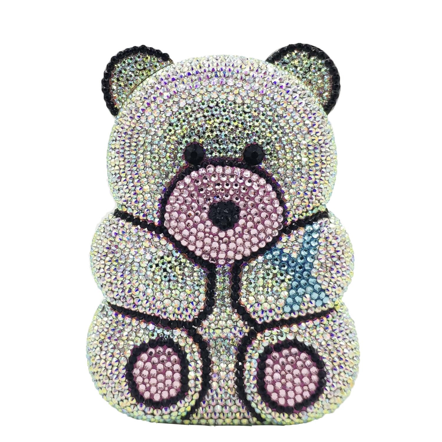 Bag for Women 3D Bear Teddy Shape Women Silver Gold Crystal AB Evening Clutch Handbags and Purses Diamond Wedding Party Bag - KAISERINC