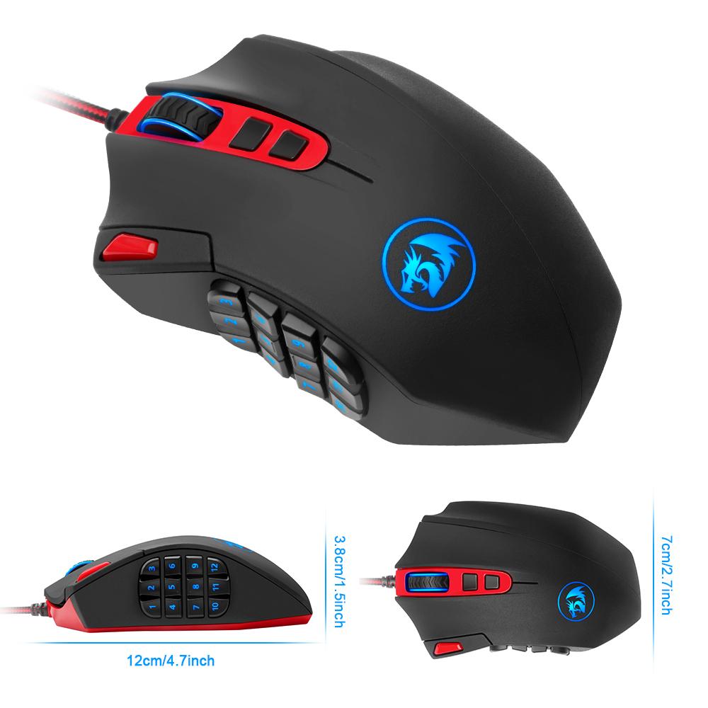 Redragon USB Gaming Mouse 16400 DPI 19 buttons ergonomic design for desktop computer accessories programmable  gamer lol PC - KAISERINC