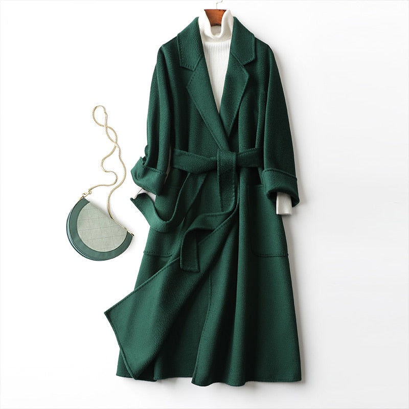 Hwitex Women Long coat Wool Fur Jackets LadiesTrench coats Wool blends Cashmere Woolen Jacket - KAISERINC