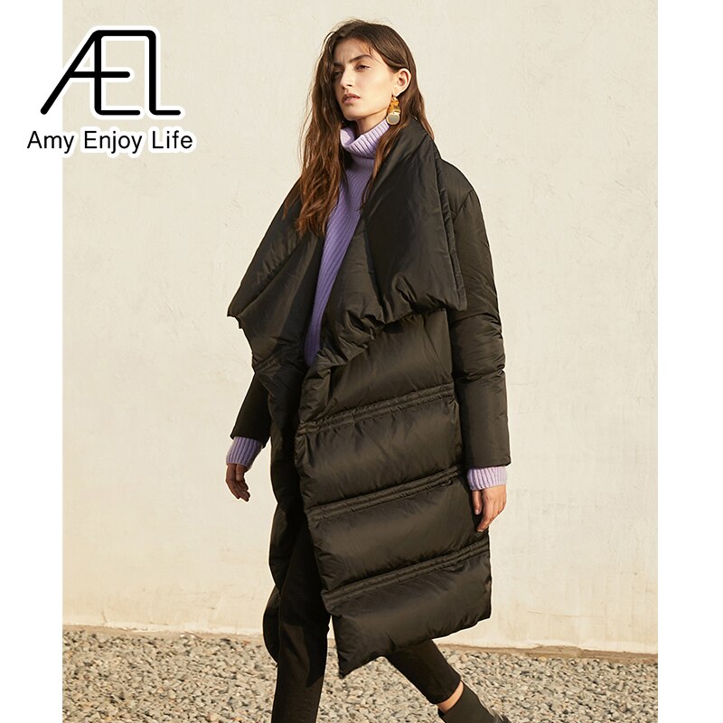 Autumn And Winter New Medium And Large Lapel Warm Thick Down Jacket - KAISERINC