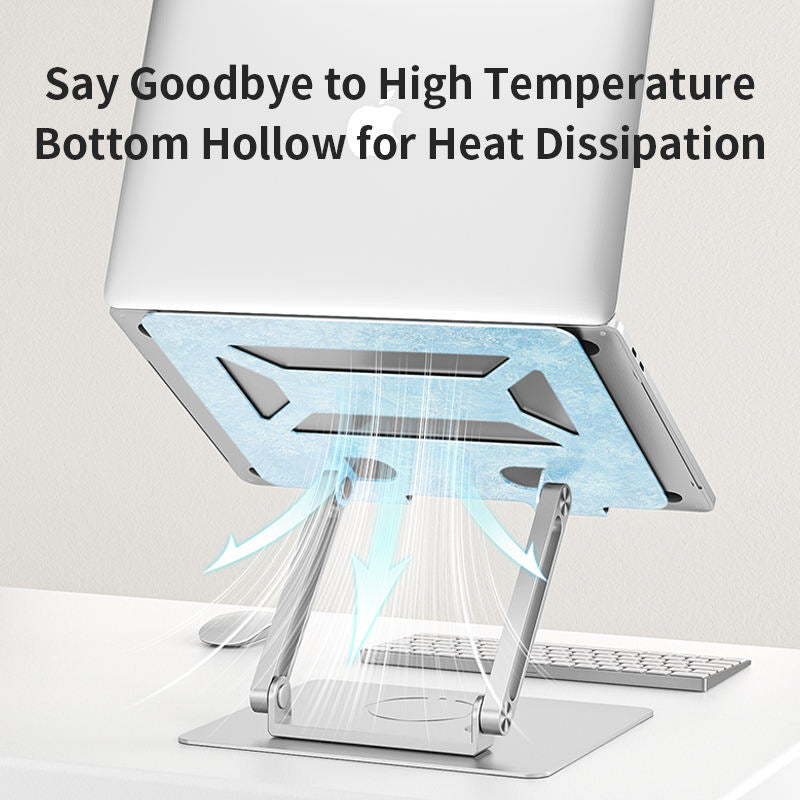 Office Aluminum Notebook Bracket Computer Cooling Bracket Double Pole Folding 360 Degree Stepless Rotation - KAISERINC