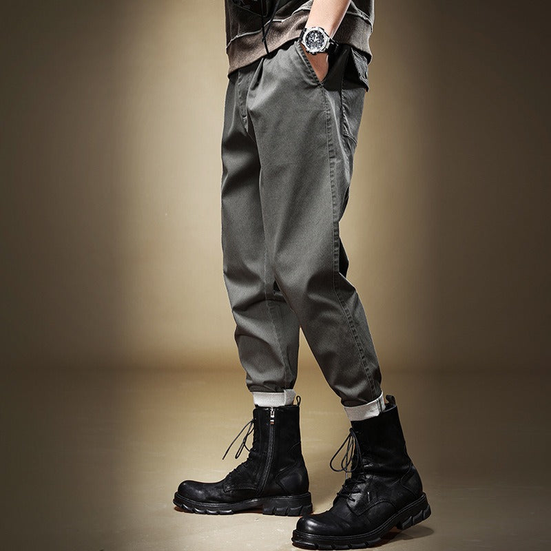 American Heavyweight Workwear Casual Pants Men's Loose Spring and Autumn Style Simple Amikaki Casual Pants Men's Vintage Tapered Pants - KAISERINC