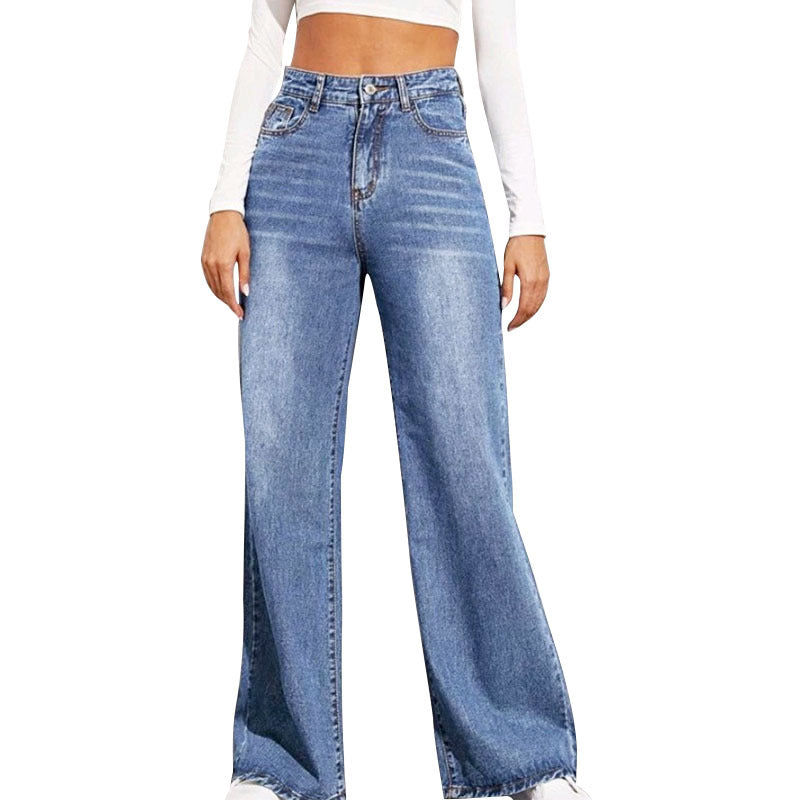 High Waist Loose Jeans For Women Fashion Casual Denim Wide Leg Pants Street Casual Trousers - KAISERINC