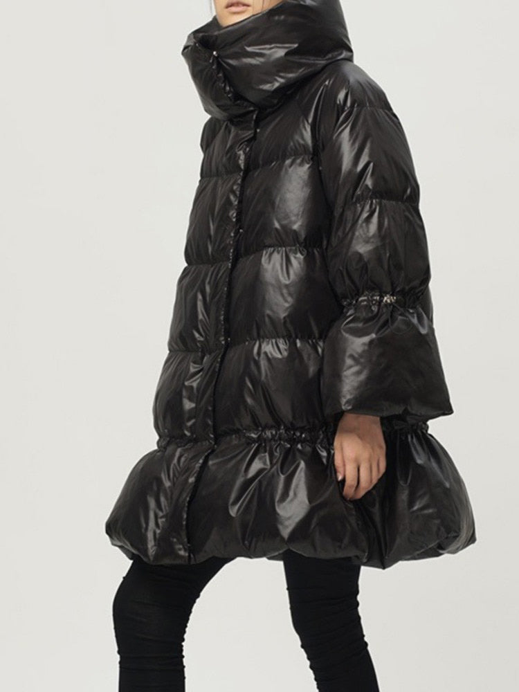 Stand Collar Long Sleeve Solid Color Loose Parkas Fashion Streetwear Coats For Women Winter Warm Clothing - KAISERINC