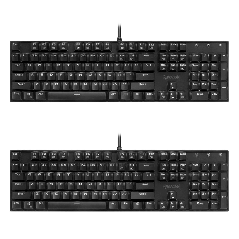 Redragon USB mechanical gaming keyboard ergonomic Key backlit Single breathing light Full key anti-ghosting 104 keys PC gamer - KAISERINC