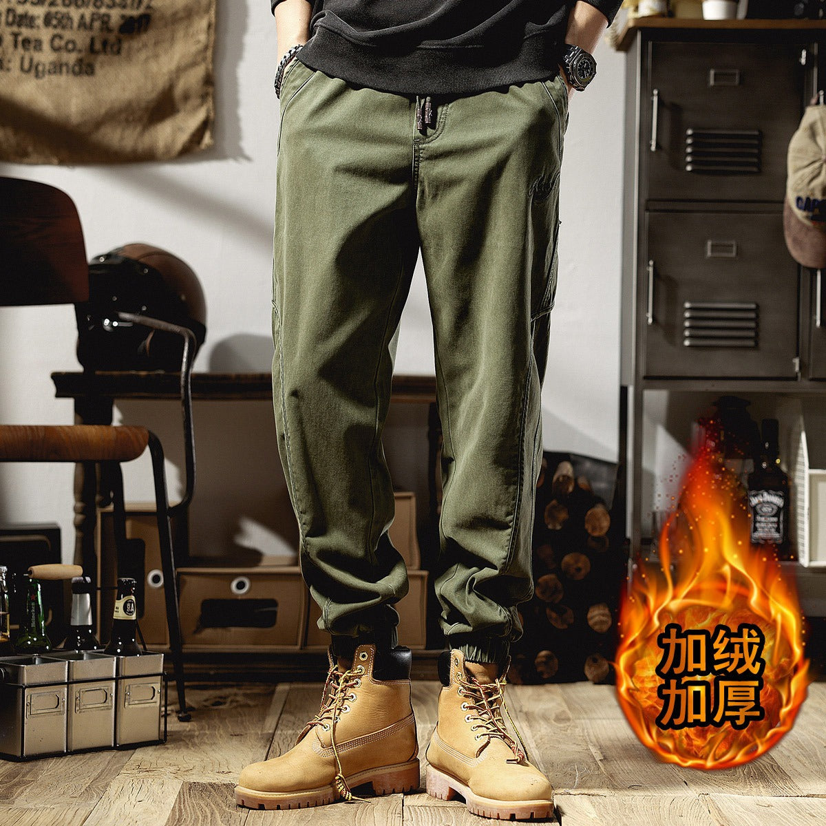 Autumn New American High end Work Suit Pants Men's Amikaki Loose Straight Leg Strap Wide Leg Men's Casual Pants