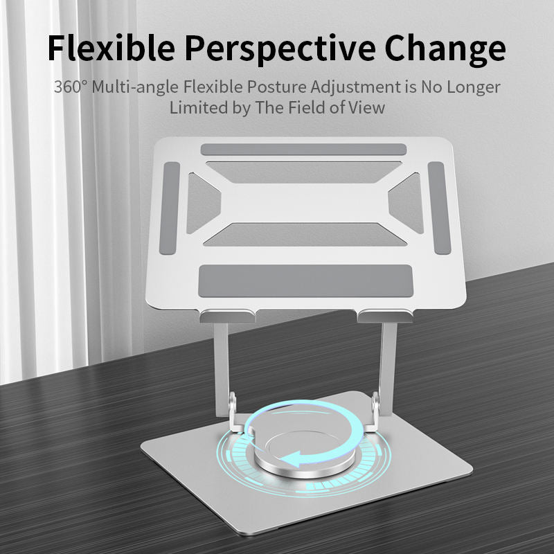Office Aluminum Notebook Bracket Computer Cooling Bracket Double Pole Folding 360 Degree Stepless Rotation - KAISERINC
