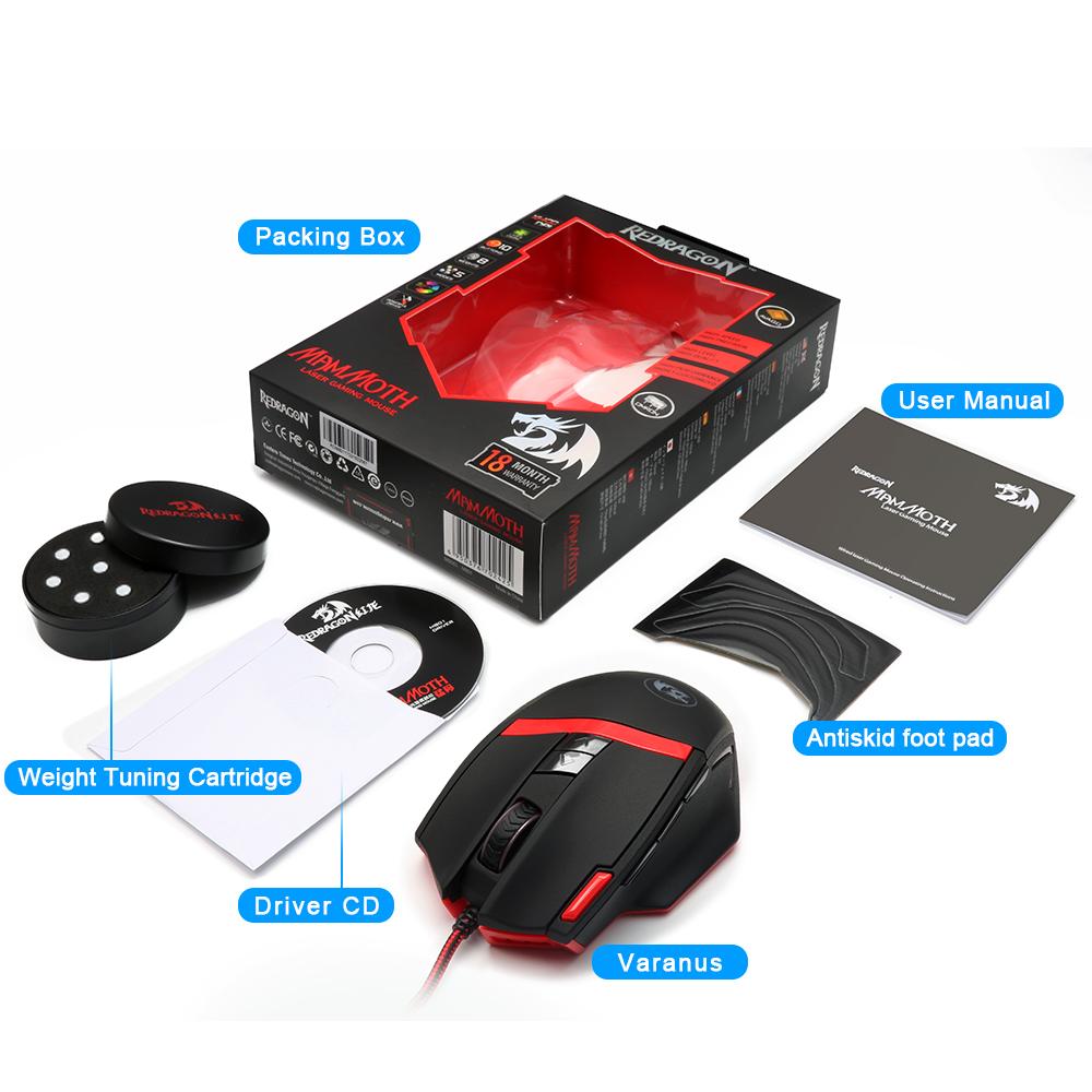 Redragon Gaming Mouse PC 16400 DPI speed Laser engine 9 programmable buttons 16 color backlight USB Wired for Desktop - KAISERINC