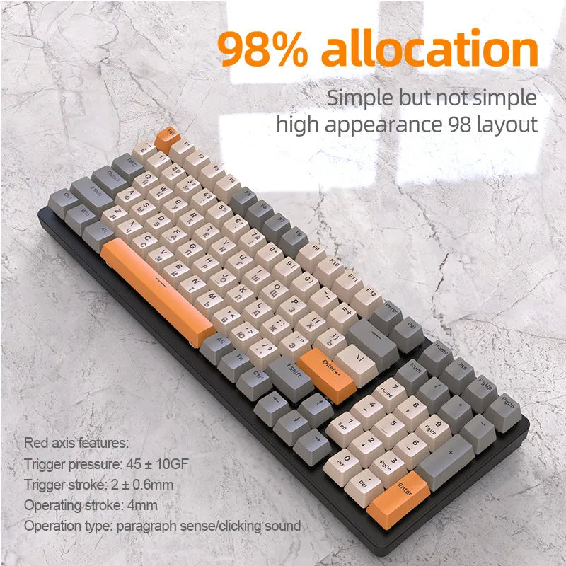 K6 Mechanical Keyboard Wireless 5.0 BT 2.4 Ghz Wired Three Modes Backlit Bluetooth Gamer Keyboard 100 Keys Keycaps Pc Gamer - KAISERINC