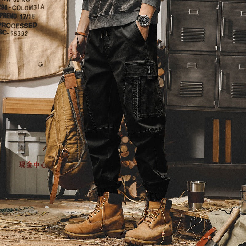 American heavy weight retro work pants for men's autumn and winter loose fitting straight tube casual pants for men's autumn leggings - KAISERINC