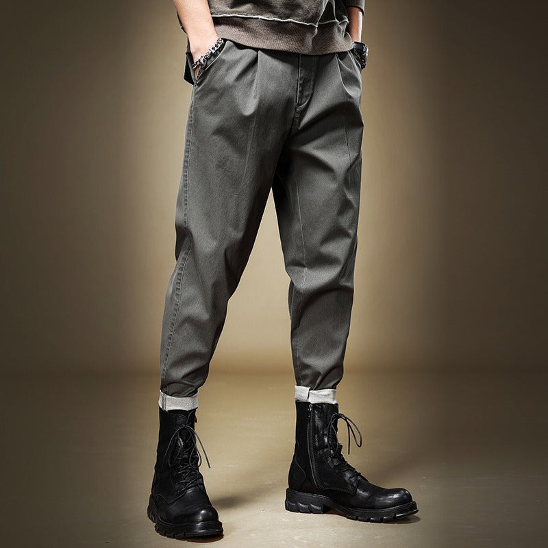 American Heavyweight Workwear Casual Pants Men's Loose Spring and Autumn Style Simple Amikaki Casual Pants Men's Vintage Tapered Pants - KAISERINC