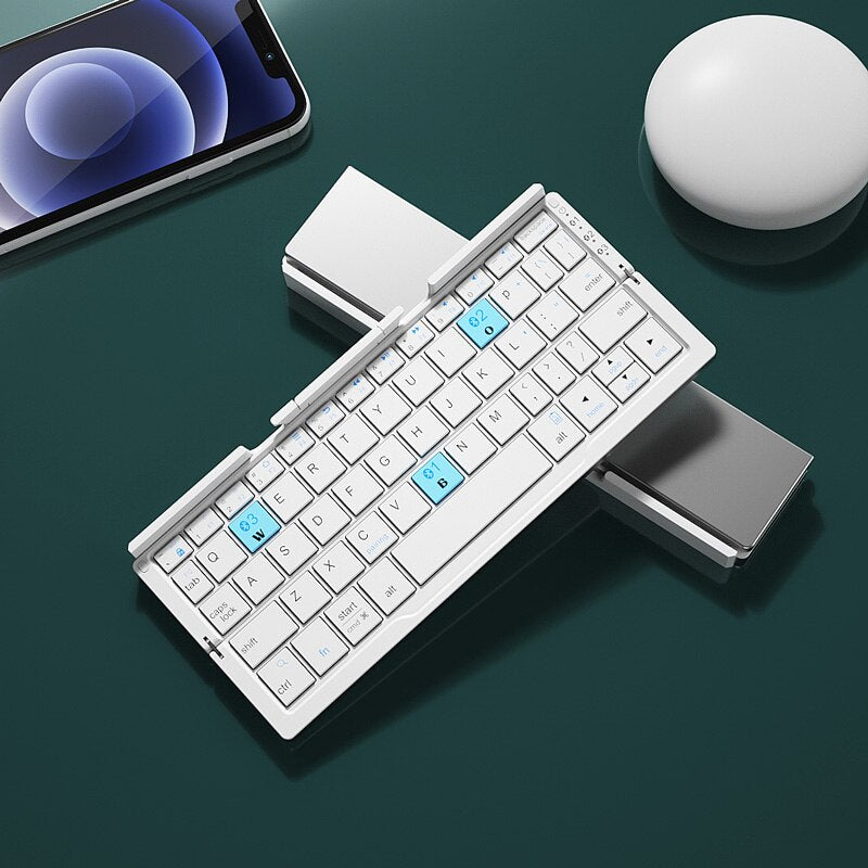 Mini Folding Keyboard Wireless Bluetooth-compatible Keyboard Foldable Keypad For Laptop Windows Android Tablet ipad Phone - KAISERINC