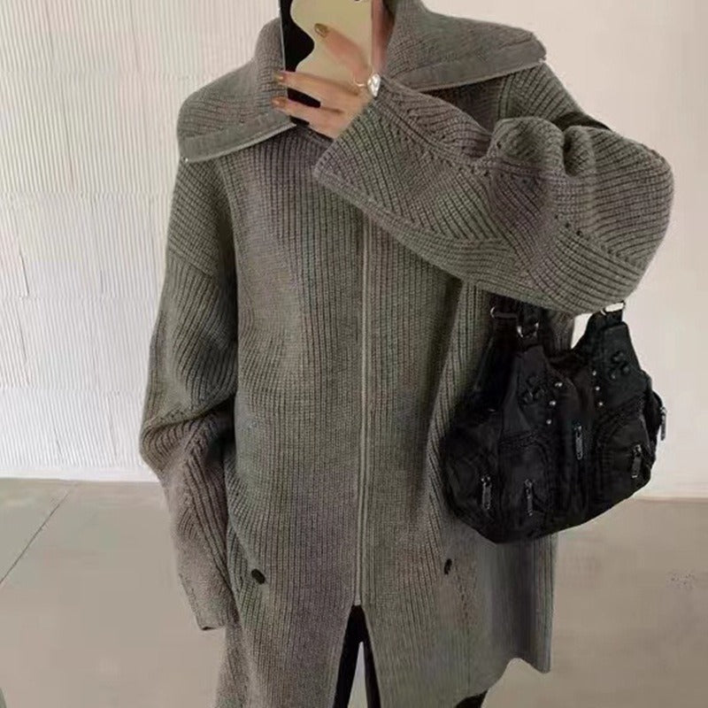 Sweater Dress Women  Fashion New Zipper Design Knitted Clothes Female - KAISERINC