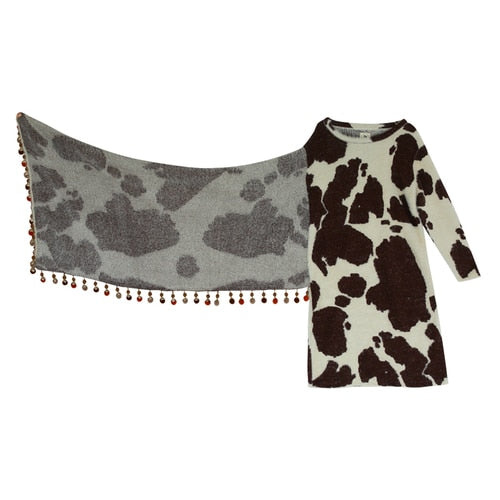Vintage Cow Shawl Models Warm Woolen Straight Fall And Winter Dresses - KAISERINC
