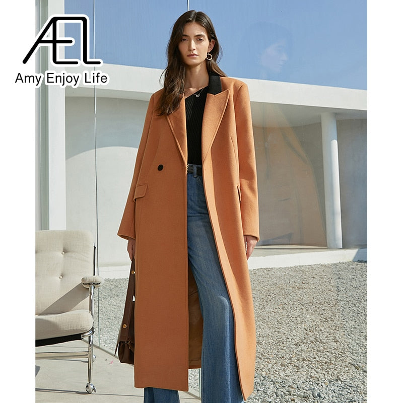 New Winter High Count Australian Wool Thickened Woolen Overcoat For Female - KAISERINC