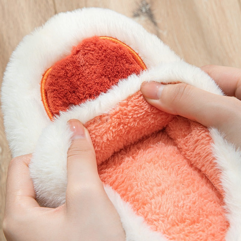 Women winter cotton slippers with heel can be worn outside to keep warm and velvet indoor home thick sole waterproof - KAISERINC