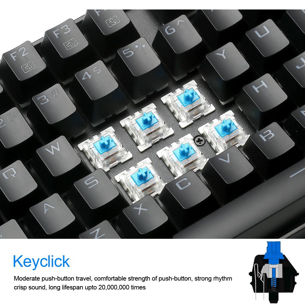 Redragon USB mechanical gaming keyboard ergonomic RGB LED backlit keys Full key anti-ghosting 104 wired Computer gamer K551RGB - KAISERINC
