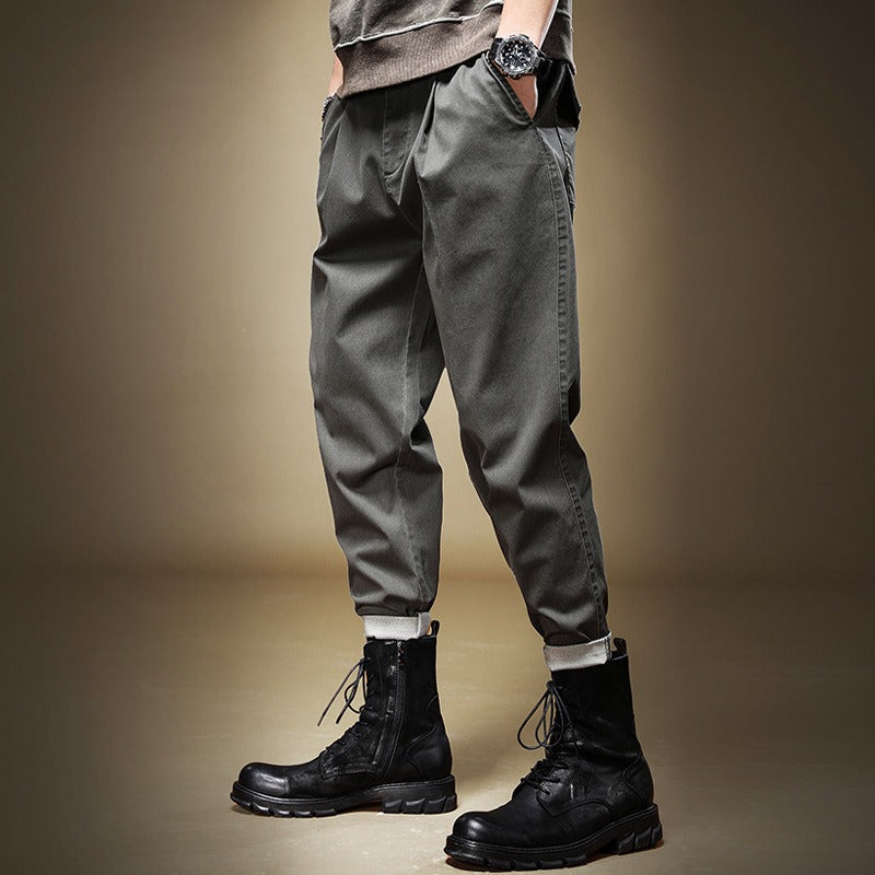 American Heavyweight Workwear Casual Pants Men's Loose Spring and Autumn Style Simple Amikaki Casual Pants Men's Vintage Tapered Pants - KAISERINC