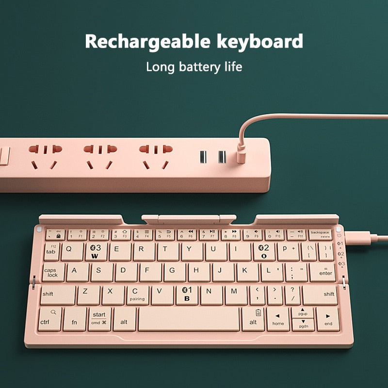 Mini Folding Keyboard Wireless Bluetooth-compatible Keyboard Foldable Keypad For Laptop Windows Android Tablet ipad Phone - KAISERINC