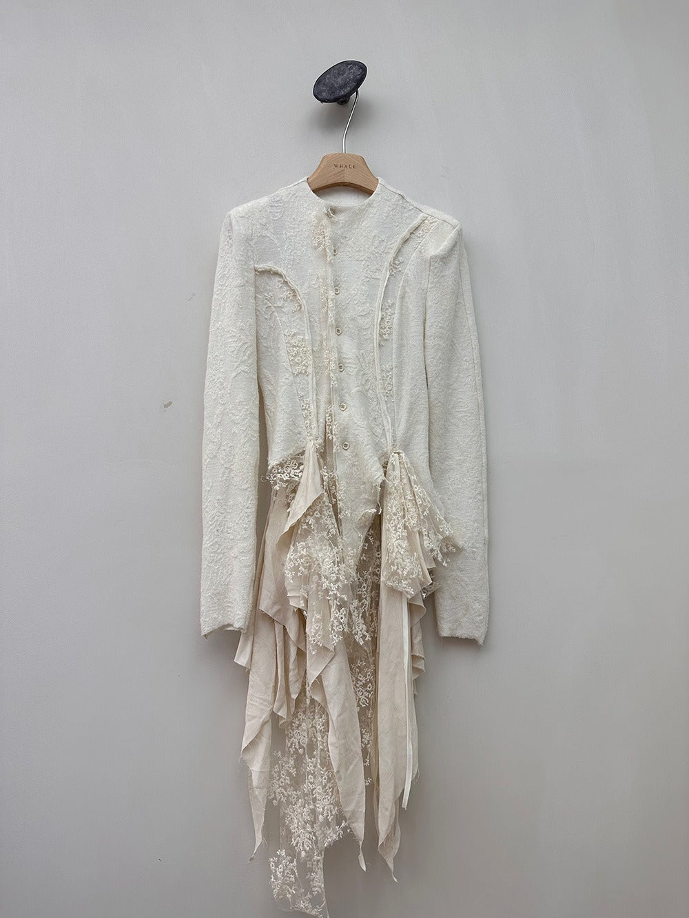 Solid Spliced Lace Blouses For Women Round Neck Long Sleeve Tunic Irregular Hem Skimming Shirt - KAISERINC