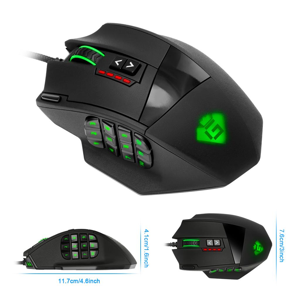 Rocketek USB Gaming Mouse 16400DPI 19 buttons ergonomic design for desktop computer accessories programmable  gamer lol PC - KAISERINC