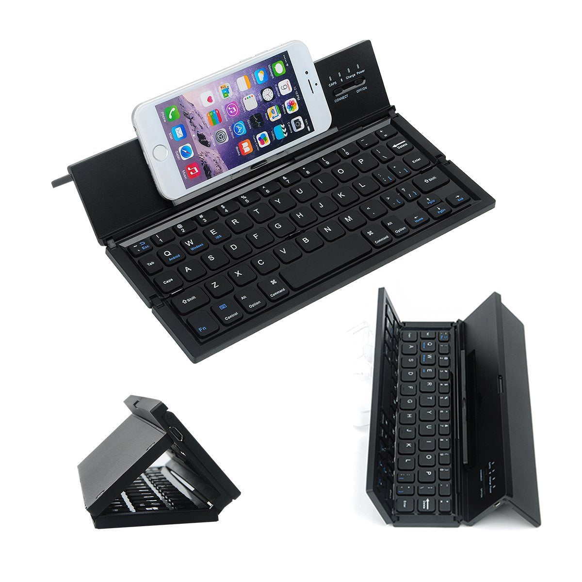 Mini blue tooth foldable pc keyboard portable notebook three fold keyboard for business laptop pad computer - KAISERINC