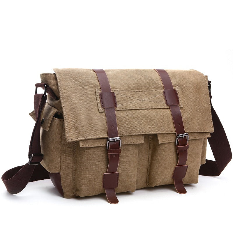 Men Business Messenger Bags For Men Shoulder Bag vintage Canvas Crossbody Pack Retro Casual Office Travel Bag - KAISERINC