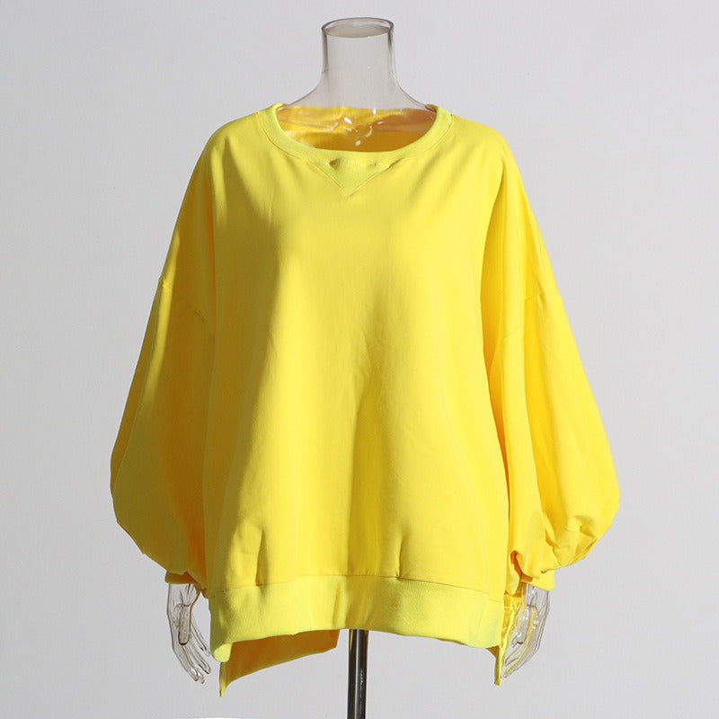 Solid Minimalist Sweatshirts For Women Round Neck Long Sleeve Loose Casual Sweatshirt Female Fashion Clothing - KAISERINC