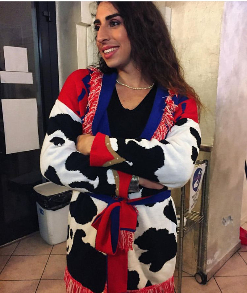 New Floral Embroidered Sweater Cardigan Colorful Jacquard Medium-Length Loose Wool Jacket For Women - KAISERINC