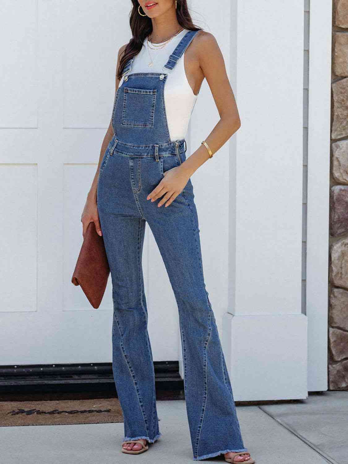 Raw Hem Denim Overall - KAISERINC