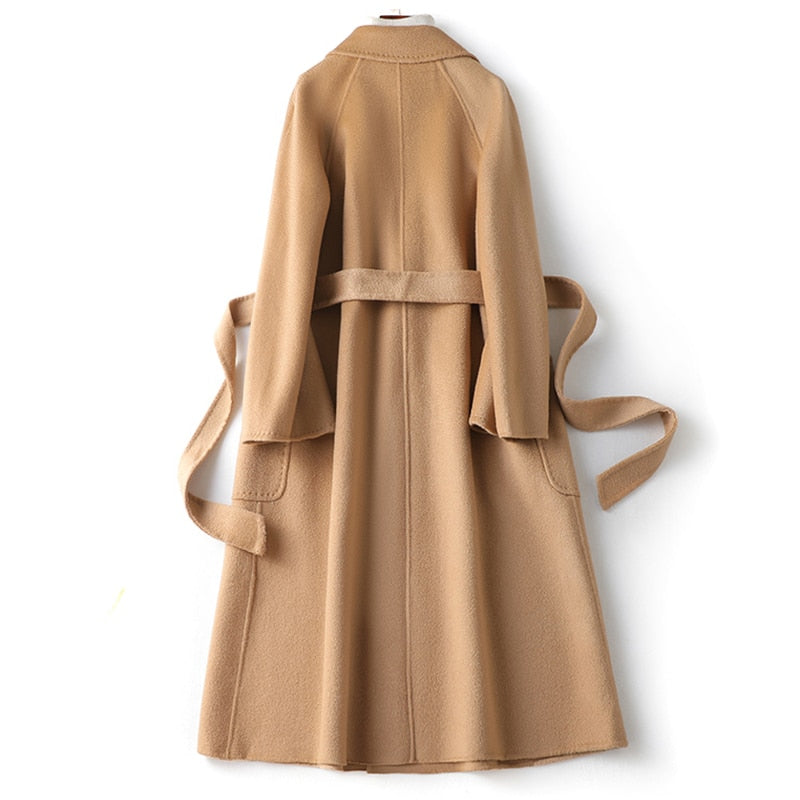 Hwitex Women Long coat Wool Fur Jackets LadiesTrench coats Wool blends Cashmere Woolen Jacket - KAISERINC