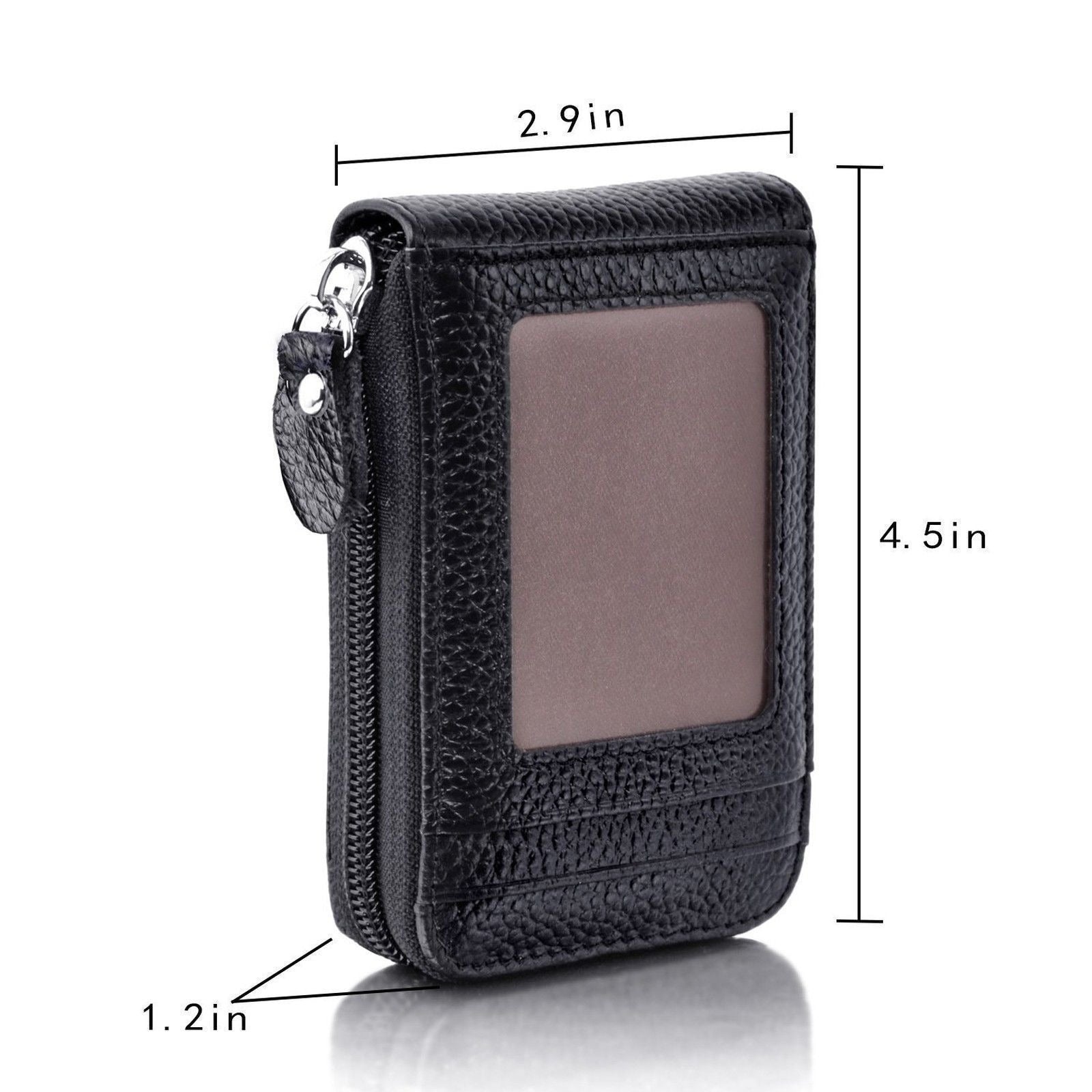 Men's Wallet Genuine PU Leather Credit Card Holder RFID Blocking Zipper Pocket Men bag Multi-card zipper - KAISERINC