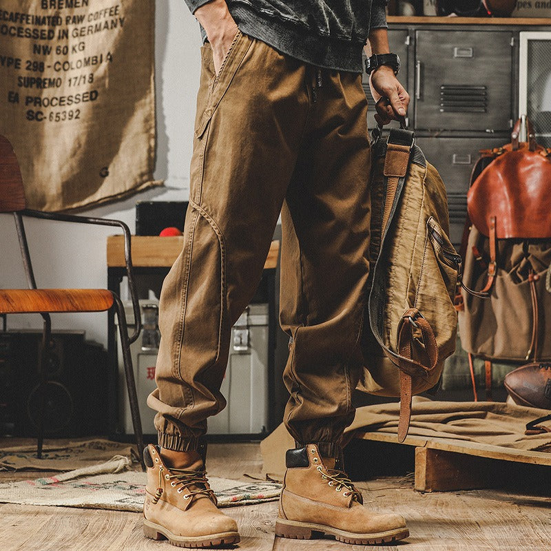 American Heavyweight Retro Work Pants Men's Autumn Loose Large Casual Pants Men's Spring and Autumn Wide Leg Strap Halen Pants - KAISERINC