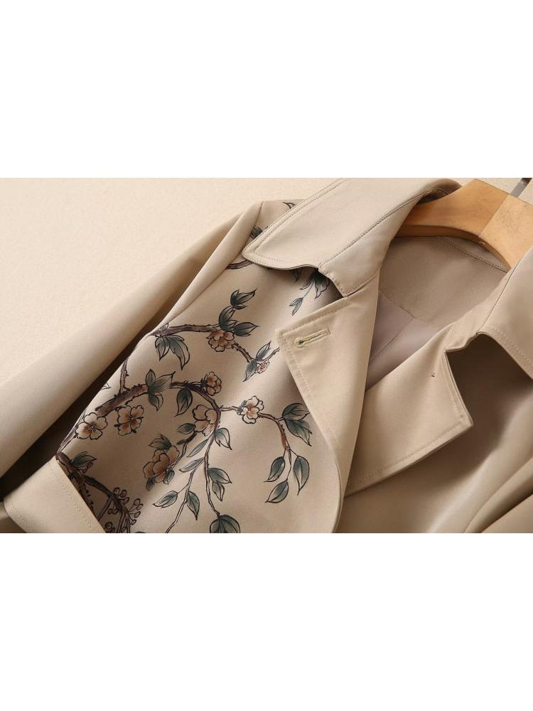 Runway Fashion Women Trench High Quality Autumn Winter Single-Breasted Flower Print Elegant Long Praty Holiday - KAISERINC