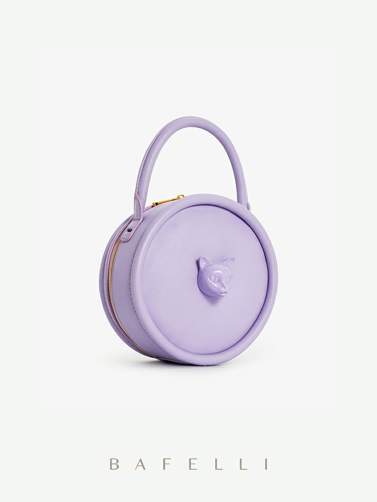 New Small Round Bag High Texture Niche Portable Shoulder Bag Popular Cat Head Messenger Bag - KAISERINC