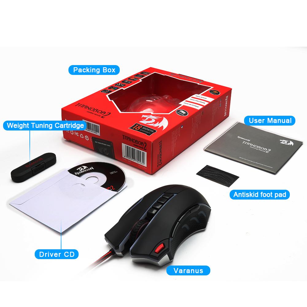 Redragon Gaming Mouse PC 24000 DPI 9 programmble buttons ergonomic design high-speed USB Wired for Desktop - KAISERINC