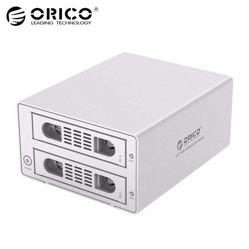 ORICO 3.5 2bay HDD Case box 16 TB Aluminum SATA2.0 USB 3.0 & eSATA HDD External Docking Station box RAID Function HDD Enclosure - KAISERINC