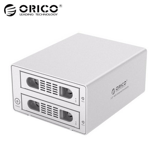 ORICO 3.5 2bay HDD Case box 16 TB Aluminum SATA2.0 USB 3.0 & eSATA HDD External Docking Station box RAID Function HDD Enclosure - KAISERINC