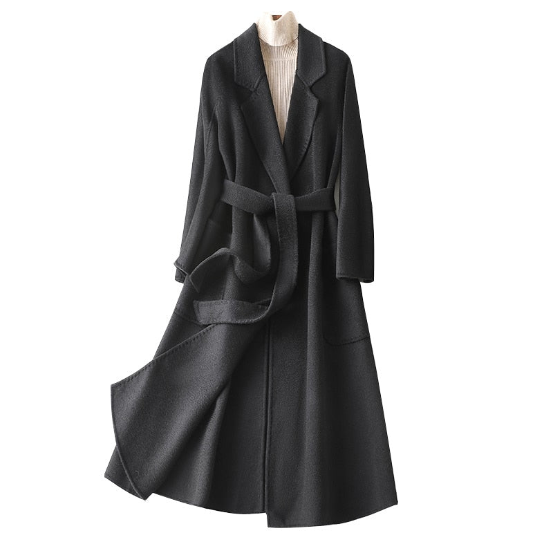 Hwitex Women Long coat Wool Fur Jackets LadiesTrench coats Wool blends Cashmere Woolen Jacket - KAISERINC