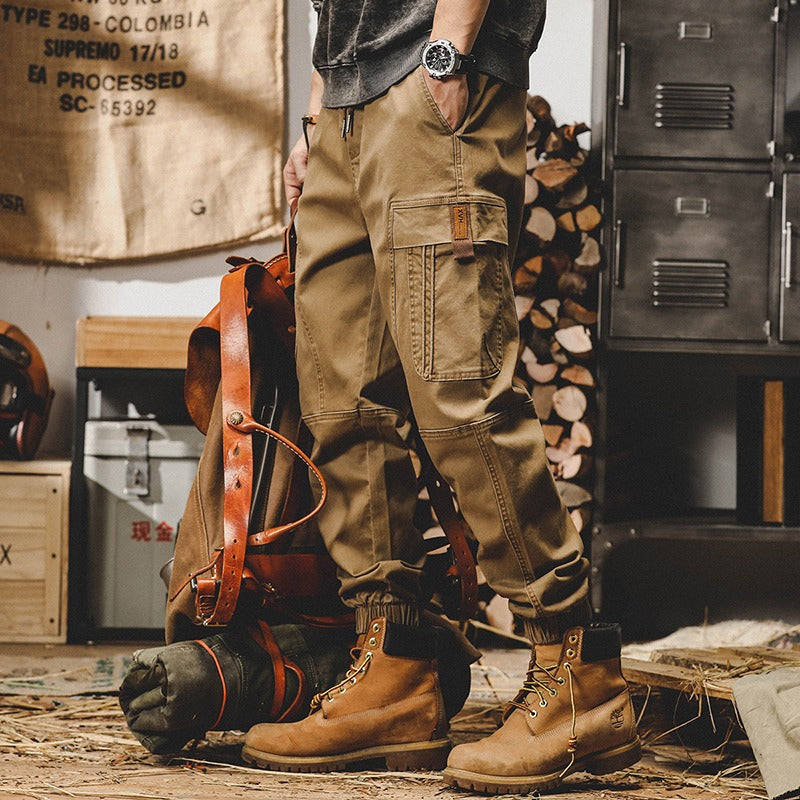 American heavy weight retro work pants for men's autumn and winter loose fitting straight tube casual pants for men's autumn leggings - KAISERINC
