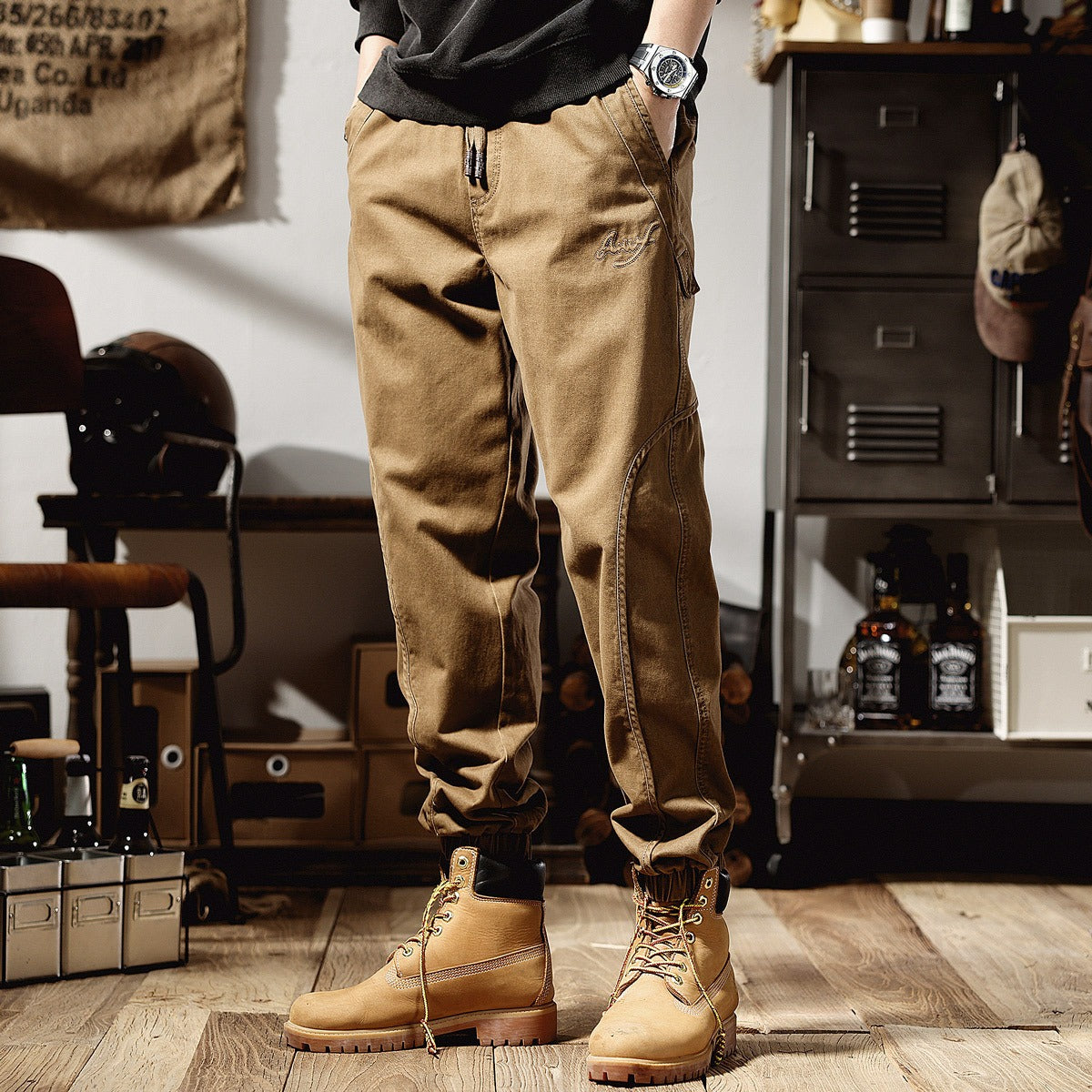 Autumn New American High end Work Suit Pants Men's Amikaki Loose Straight Leg Strap Wide Leg Men's Casual Pants