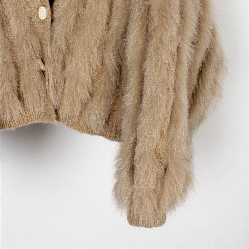 Winter New Fox Car Strip Sweater Women's Ultra-Short Cardigan Waistcoat Light Luxury - KAISERINC