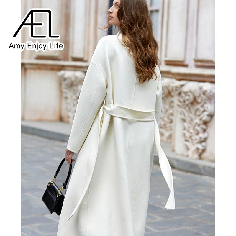 French White Double-Sided Suiting Slim Waist Woolen Coat Winter Premium Woolen Coat - KAISERINC