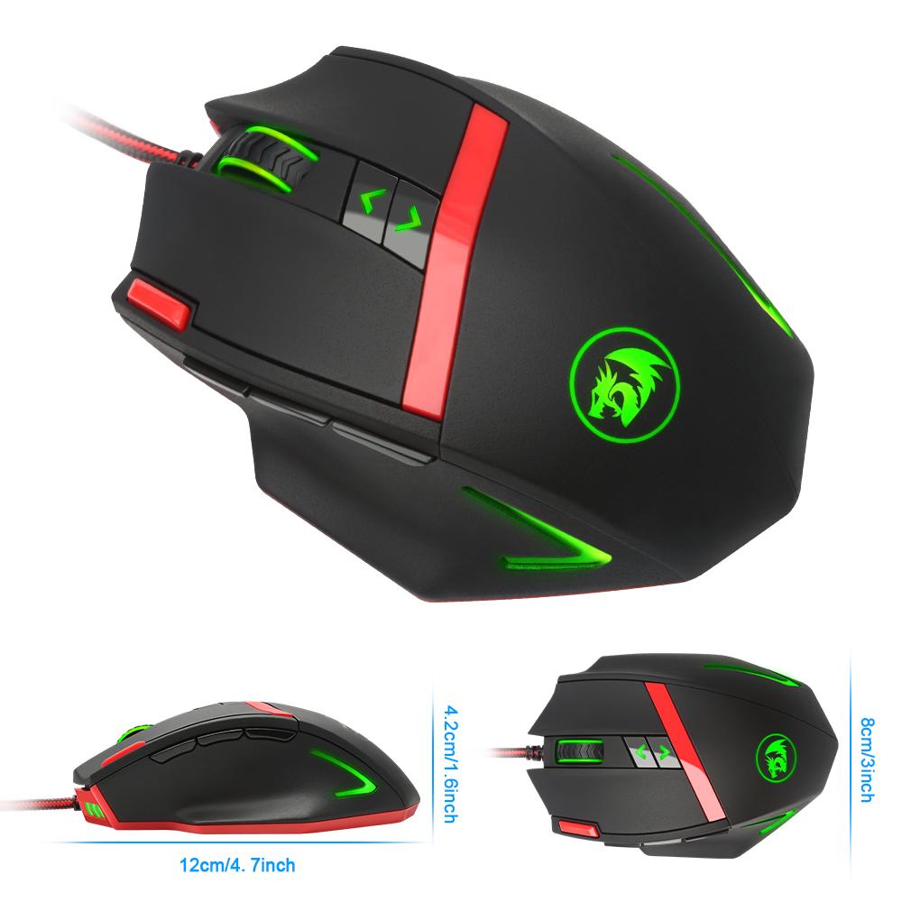 Redragon Gaming Mouse PC 16400 DPI speed Laser engine 9 programmable buttons 16 color backlight USB Wired for Desktop - KAISERINC