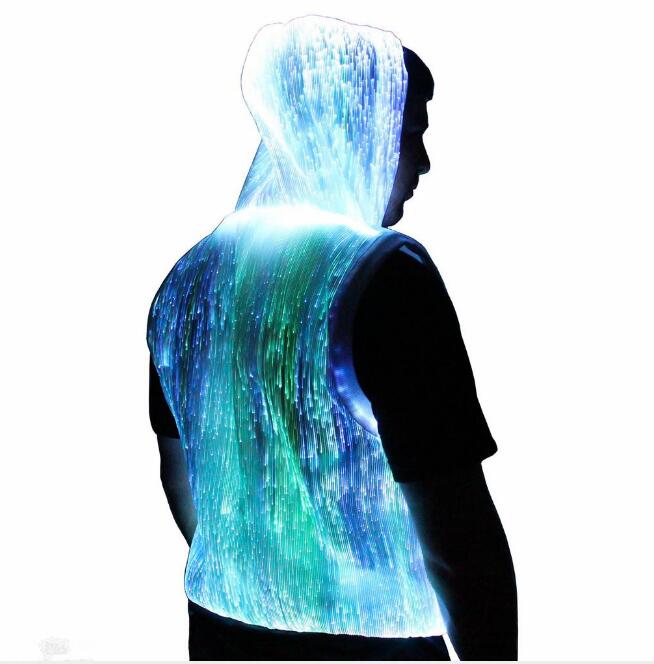 LED Tank Top luminous Men's hoodie RGB light up t shirt with hood casual men's hoodie - KAISERINC